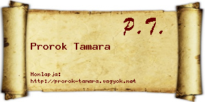 Prorok Tamara névjegykártya